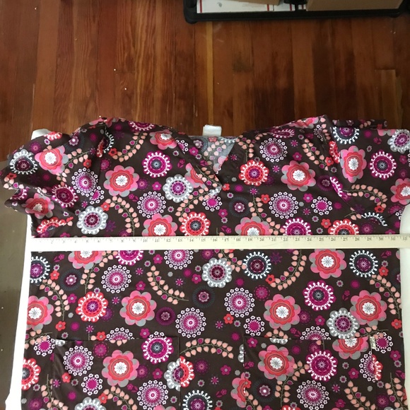 TAFFORD Scrub Top 100% Cotton Floral V-Neck Short Sleeve Women’s Plus Size 3X - Picture 12 of 16
